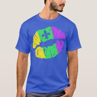 Funny Mardi Gras kus lips met fleur de lis T-shirt