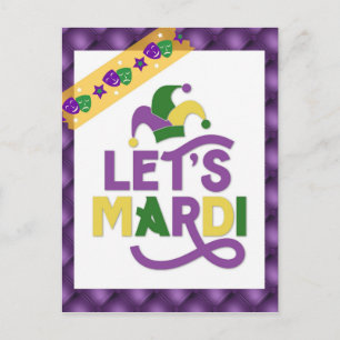 Funny Mardi Gras Paars Gold Briefkaart