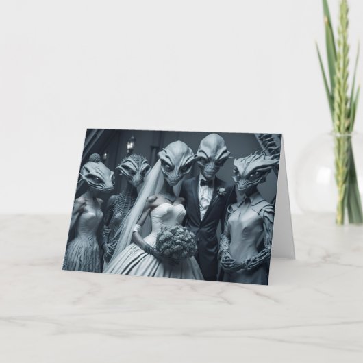 FUNNY MARIAGE FÉLICITATIONS Aliens Carte de voeux (Devant)