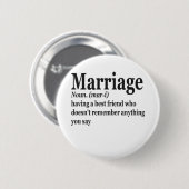 Funny Marriage Definition Couple Husband Wife Gift Ronde Button 5,7 Cm (Voorkant /achterkant)