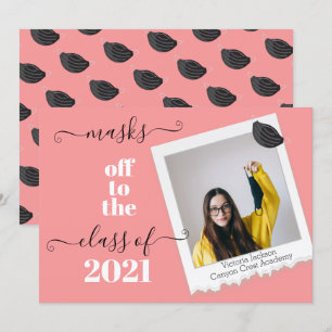 Funny Masques off Graduation photo Invitation