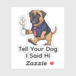 Funny Mastiff Dog Business Suit Coffee  Sticker