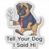 Funny Mastiff Dog Business Suit Coffee Sticker (Voorkant)