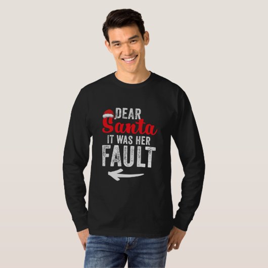 Funny Matching Couples Kerstmis Zijn en haar T-shirt (Voorkant volledig)