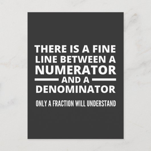Funny Math FINE LINE NUMERATOR DENOMINATOR Briefkaart (Voorkant)