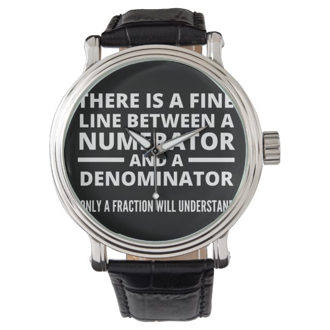 Funny Math FINE LINE NUMERATOR DENOMINATOR Horloge (Voorkant)