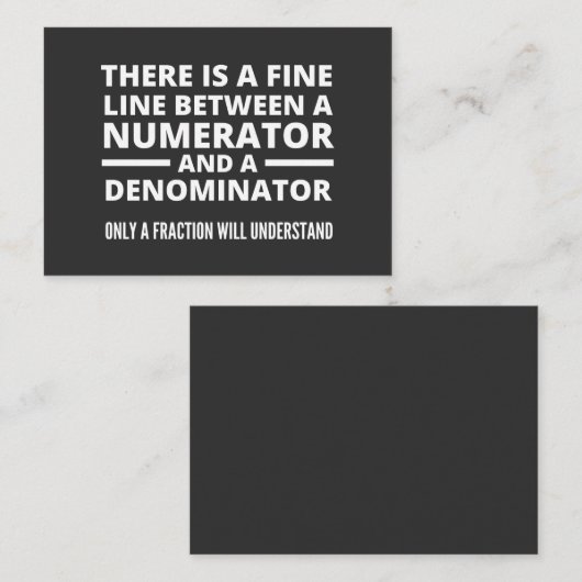 Funny Math FINE LINE NUMERATOR DENOMINATOR Visitekaartje (Voorkant / Achterkant)
