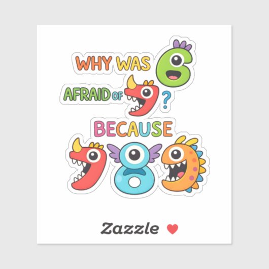 Funny Math Joke Numbers Sticker for Kids (Vel)