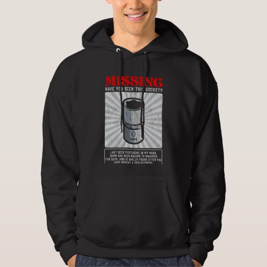 Funny Mechanic 10mm Socket Missing Workshop Tool Hoodie (Voorkant)