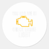 Funny Mechanic Check Engine Light Car Auto Repair Ronde Sticker (Voorkant)
