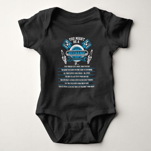 Funny Mechanic Garage Workshop-technicus Romper (Voorkant)