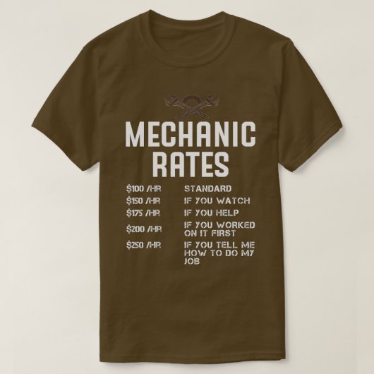 Funny Mechanic Hourly Rate Auto Repair Mechani T-shirt (Design voorkant)
