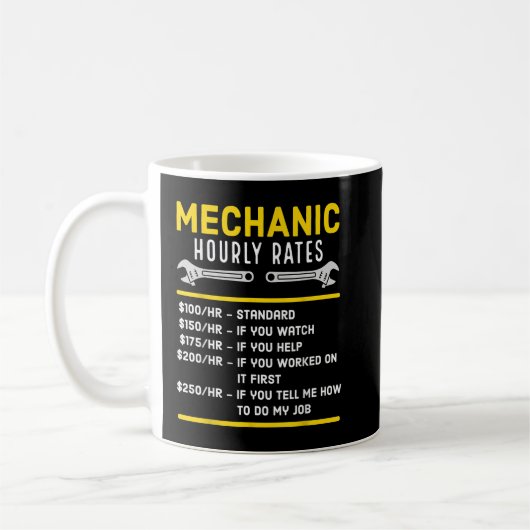 Funny Mechanic Hourly Rate Koffiemok (Links)