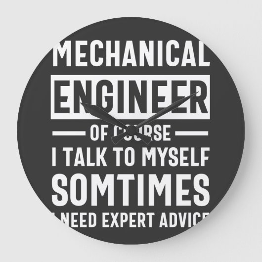 Funny Mechanical Engineer Gift Grote Klok (Voorkant)