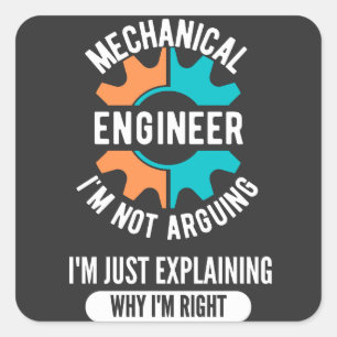 Funny Mechanical Engineer, Mechanical Engineering Vierkante Sticker
