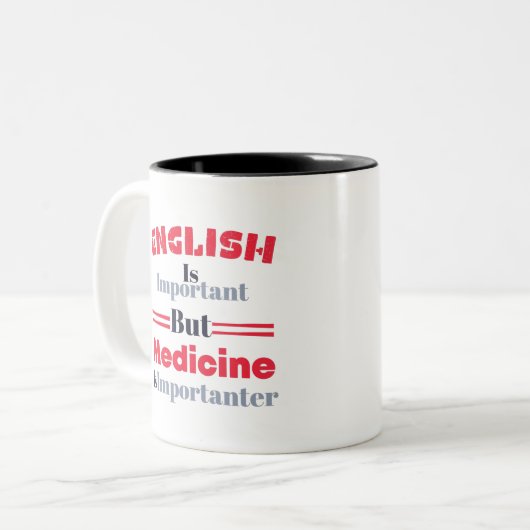Funny Med School Student Gezegde Tweekleurige Koffiemok (Voorkant links)