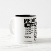 Funny Mediator Hourly Rate Tweekleurige Koffiemok (Voorkant links)