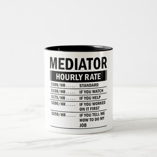 Funny Mediator Hourly Rate Tweekleurige Koffiemok (Center)