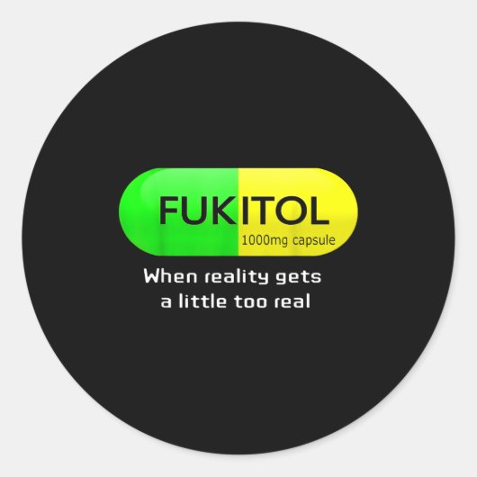 Funny Medication Gooditol Capsule Pharmacy Humor  Ronde Sticker (Voorkant)