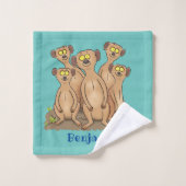 Funny meerkat cartoon illustratie bad handdoek (Wasdoekje)