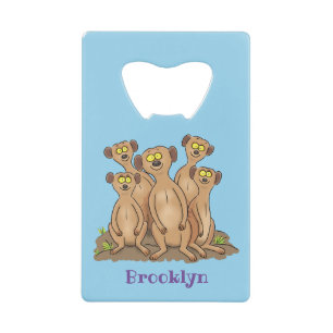 Funny meerkat cartoon illustratie kredietkaart flessenopener