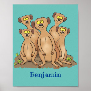 Funny meerkat cartoon illustratie poster