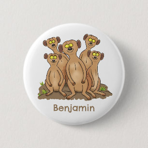 Funny meerkat cartoon illustratie ronde button 5,7 cm