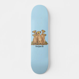 Funny meerkat cartoon illustratie skateboard