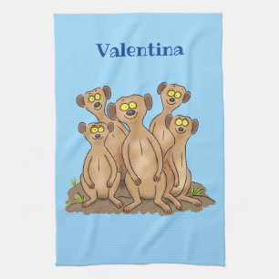 Funny meerkat cartoon illustratie theedoek