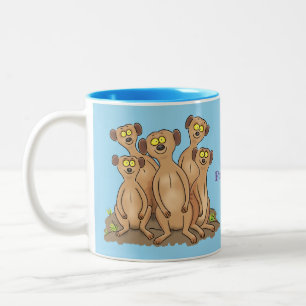 Funny meerkat cartoon illustratie tweekleurige koffiemok