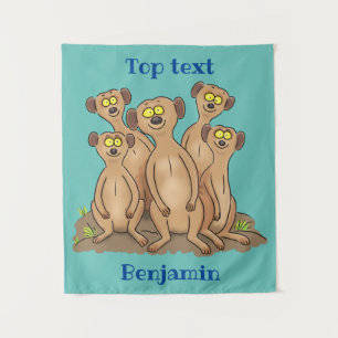 Funny meerkat cartoon illustratie wandkleed