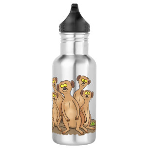 Funny meerkat cartoon illustratie waterfles 