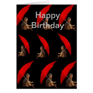 Funny Meerkat zit onder paraplu, Birthday Kaart