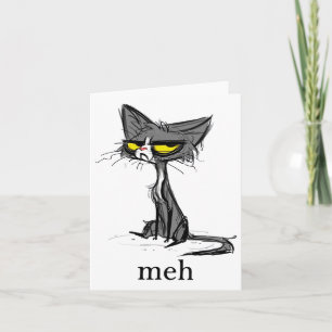 Funny Meh Cat Gift for Cat Lovers Kaart
