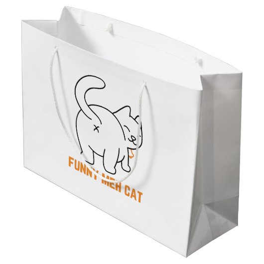 Funny Meh Cat Groot Cadeauzakje (Achterkant Gekanteld)