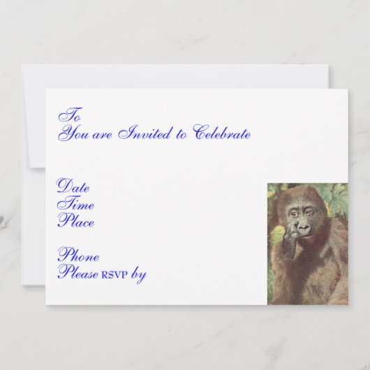 Funny Meh Gorilla Party Kaart (Achterkant)