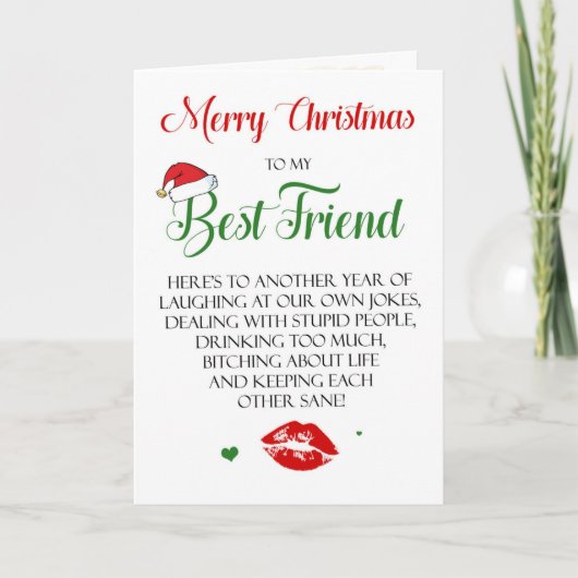 Funny Meilleur Ami Carte de Noël pour Bestie (Devant)