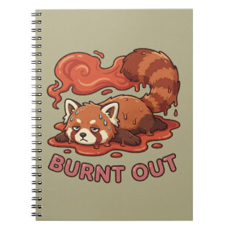 Funny Melting Red Panda Burnt Out Sticker | Cute  Notitieboek