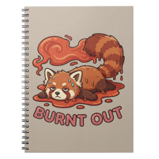 Funny Melting Red Panda Burnt Out Sticker | Cute Notitieboek