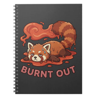 Funny Melting Red Panda Burnt Out Sticker | Cute Notitieboek