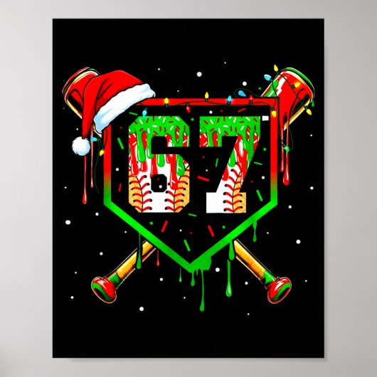 Funny Meme 67 Christmas Baseball Ice Cream Men Boy Poster (Voorkant)