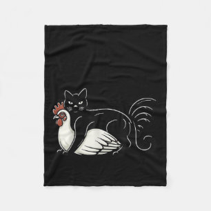  Funny Meme Schattige Kitty Cat en Chicken Wat Fleece Deken