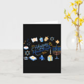 Funny Menorah Hanukkah 2025 Meowzel Chanukah Jewis Kaart (Gele Bloem)