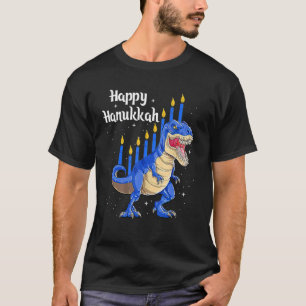 Funny Menorasaurus Rex Dinosaur Chanukkah Happy Ha T-shirt