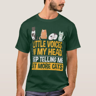 Funny Meow Cat Little Voices in mijn zwarte hoofdk T-shirt