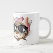 Funny “Meow” Cat with Glasses Design Extra Grote Beker (Rechts)