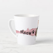 Funny “Meow” Cat with Glasses Design Latte Mok (Linkerhoek)