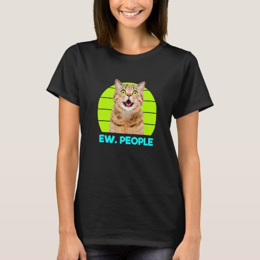 Funny Meow Surprised Cat, Ew. People Illustration T-shirt (Voorkant)