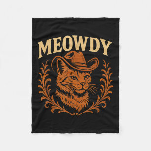 Funny Meowdy Cat Cowboy Pet Country Music Western Fleece Deken