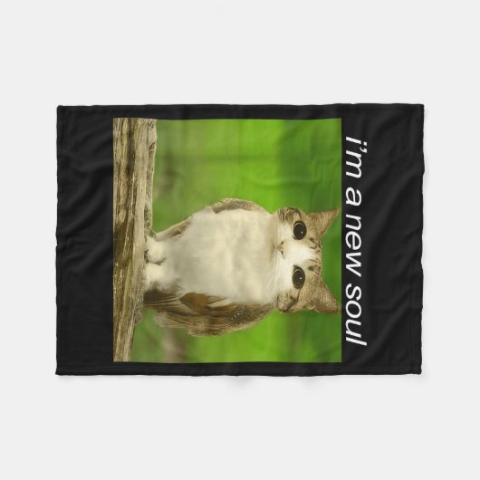 Funny Meowl Cat Owl Brainrot Cursed Internet Silly Fleece Deken (Voorkant (Horizontaal))